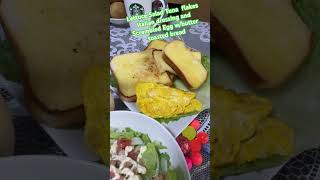 Lettuce Salad and Scrambled Egg w Butter toasted bread breakfast food delicious [upl. by Nosyarg]