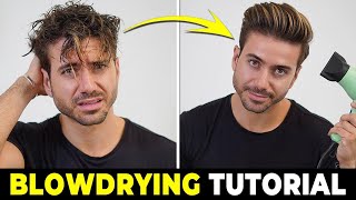 HOW TO USE A HAIR DRYER  Blowdrying Tutorial  Mens Hairstyle Tutorial 2022 [upl. by Witty]