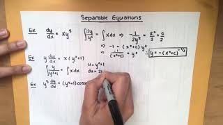 Differential Equations Separable Equations Example 3 [upl. by Rowena]