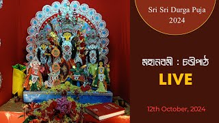 মহানবমী  চণ্ডীপাঠ  LIVE  Cardboard Durga Puja 2024  Sayans art zone [upl. by Weinstein]