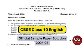 CBSE Class 10 English Official Sample Paper 202425  Full Solution amp Top Tips [upl. by Stephani49]