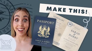 How to create digital products for Etsy ✨ Make a Passport Wedding Invitation Printable with Me [upl. by Tacita]