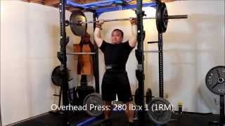 Overhead Press 280 lb x 1 1RM [upl. by Yrrum]