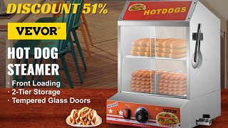 VEVOR Hot Dog Steamer27L2Tier Hut Steamer for 175 Hot Dogs amp 40 Buns Electric Bun Warmer Cooker [upl. by Riegel]