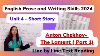 Anton Chekhov The Lament Line by line Explanation in hindi Part 1 English Prose and Writing Skills [upl. by Zobe]