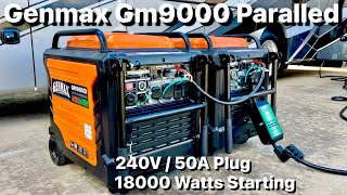 Paralleled GENMAX Portable Inverter Generator Quiet Gas and Propane GM9000iED GM9000ie REVIEW [upl. by Lunseth]