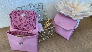 Minigeldbeutel aus Stoff nähen Nähanleitung für Anfänger 😃Geldbeutel MINI🫶🏻Pocket wallet sewing [upl. by Michon]