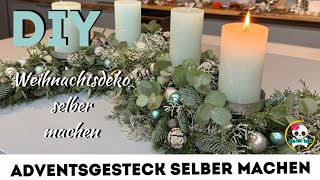 DIY  Adventsgesteck einfach selber machen  Weihnachtsdeko  längliches Adventsgesteck [upl. by Inaj]