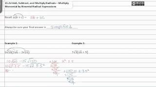 152d Multiply Monomial by Binomial Radical Expressions [upl. by Yejus936]