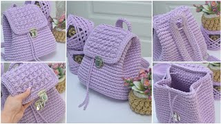 Crocheting backpack Helen Crochet pattern Самый легкий способ связать рюкзак Рюкзак Элен Видео МК [upl. by Arual72]