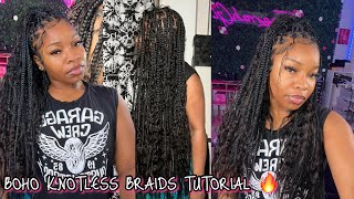 BOHO KNOTLESS BRAIDS TUTORIALCROCHET METHOD Water Wave BULK HUMAN HAIR FtYwigs protectivestyles [upl. by Iren786]