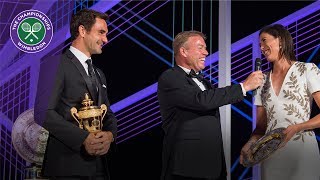 Roger Federer and Garbiñe Muguruza speak at Wimbledon Champions Dinner [upl. by Aihsetal]