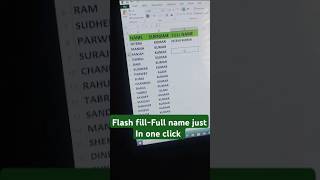 Flash fill Full name just In one click 😱😱 computer shortvideo shortsyoutube windows excel [upl. by Retsevlys]