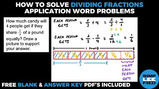 Dividing Fractions Application Word Problems 4 Detailed Examples [upl. by Noman]