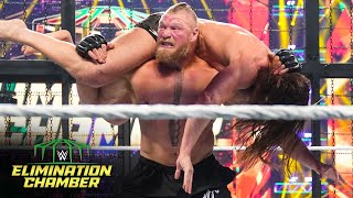 Lesnar eliminates Rollins and Riddle WWE Elimination Chamber 2022 WWE Network Exclusive [upl. by Ilojne]