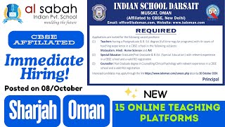 Indian schools in uae careers  2 Indian school Vacancy in Sharjah  Oman [upl. by Base]