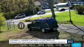 Doorcam video 4vehicle crash in Versailles [upl. by Carissa731]