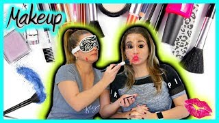 BLINDFOLDED MAKEUP CHALLENGE MOM EDITION PART 2 SISTER FOREVER [upl. by Ahsienauq]