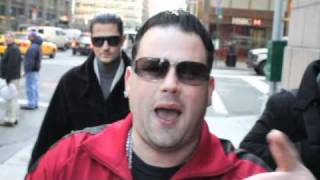 Italian Rapper G Fella lays it down mobstyle in front of the Sony building in NYC [upl. by Tteltrab]