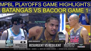 BACOOR CITY STRIKERS VS BATANGAS EMBASSY CHILL  MPBL PLAYOFFS SOUTH DIVISION FINALS GAME 1 [upl. by Ettesus]