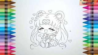 How to draw Sailor Moon Easy drawing  Chibi Anime [upl. by Nothgierc]