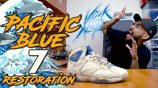 Jordan 7 Pacific Blue Restoration  How to Match Midsole Paint [upl. by Mayman]