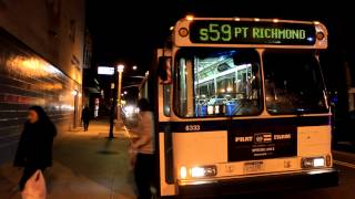 NYCTA Bus Port Richmond Bound Orion 5 6333 S59 at Port Richmond Ave amp Albion Ave [upl. by Nomzzaj]