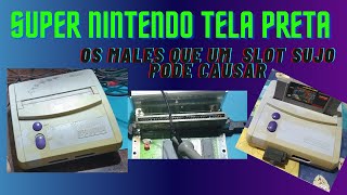 Reparos em games 94 Super nintendo tela preta Slot terrivelmente sujo [upl. by Curzon]