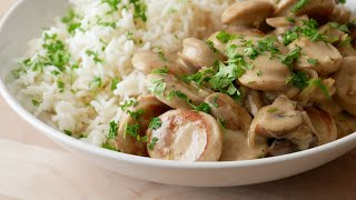 Bratwurst Geschnetzeltes mit Pilzen Rezept  Bratwurst Ragout with Mushrooms  ENG SUBS [upl. by Paucker414]