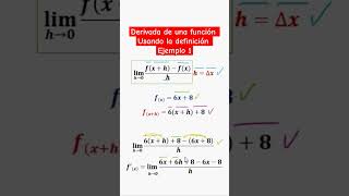 Derivada de una función usando la definición  Ejemplo 1 calculodiferencial derivadas [upl. by Milda]