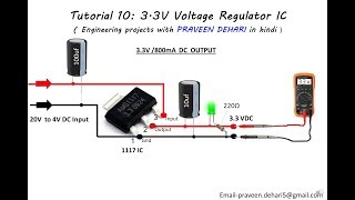 1117 33V Voltage Regulator IC  Tutorial 10 [upl. by Keare905]