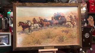 1950s Budweiser Beer SelfFramed Cardboard Western Stagecoach Ad SOLD [upl. by Dachy]