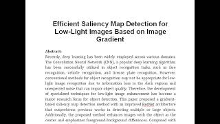 Efficient Saliency Map Detection for Low Light Images Based on Image Gradient [upl. by Ecnahc]