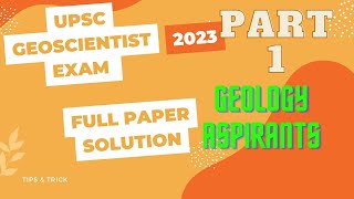 UPSC GEOSCIENTIST exam 2023 prelims full paper solution Geology [upl. by Myrtia]