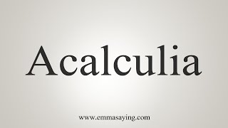 How To Say Acalculia [upl. by Aisaim]