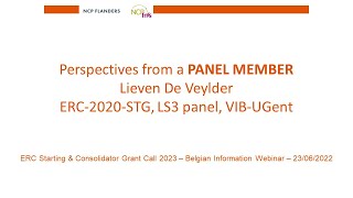 Jun 2022 – Lieven De Veylder ERC Starting grants Panel member 2020 call [upl. by Ives360]