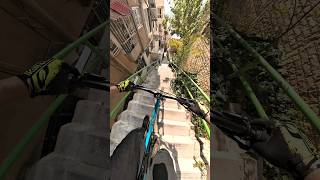 Urban freeride  steeptight stairs🚀 mtb urbandownhill urbanfreeride mountainbiking bike [upl. by Cornelle87]