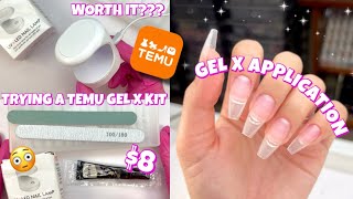 TRYING A 8 GEL X DUPE NAIL KIT FROM TEMU WITH SOLID GLUE GEL  EASY amp AFFORDABLE GEL X APPLICATION [upl. by Oiredised323]