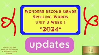 Wonders Second GradeSpelling Words Unit 3 Week 12024 Updates [upl. by Jarlen67]