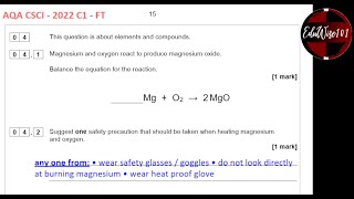 AQA GCSE Chemistry 2022  Paper 1 Q4 Foundation Tier Past paper Questions Elements and Compounds [upl. by Gebler]