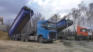 New Volvo FH4 with Grünwald tipper semitrailer unloading part 1 [upl. by Ylicec106]