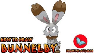 How To Draw Bunnelby Pokemon  Drawing Animals [upl. by Skyler]