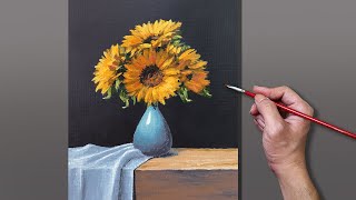 Acrylic Painting Sunflower Still Life [upl. by Einwahs]