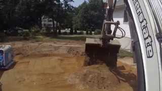 Mini Excavator Excavating For Patio [upl. by Llarret]