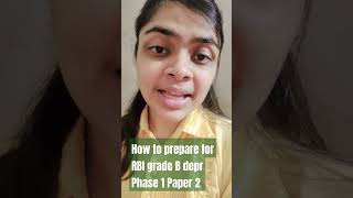 How to prepare for RBI grade B depr Phase 1 Paper 2 shorts paper answer career reservebank [upl. by Donaugh]