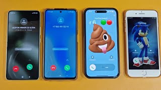 TWO APPLE VS TWO XIAOMI INCOMING CALL IPHONE 16 PRO MAX amp 8 PLUS VS XIAOMI 14T amp POCO X3 PRO [upl. by Alemaj]