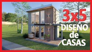 🔴3x5 m diseños de CASAS MODERNAS pequeñas MINIMALISTAS por dentro de una Planta 3D [upl. by Deedahs]