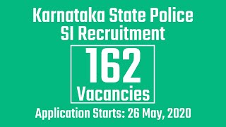 Sub Inspector Recruitment 2020 162 Vacancies Notified in KSP Check Application Procedure Here [upl. by Richman]