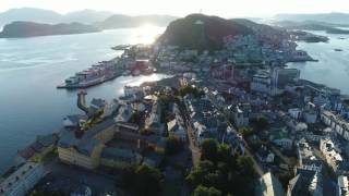 Drone Flyover of Alesund Norway City Center [upl. by Durward520]