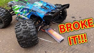 Traxxas ERevo VS XMaxx BROKE IT in 30 Seconds [upl. by Ainotal]